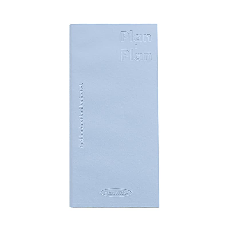 Planwith narrow leather daily planner, solid color simple schedule, time management check-in plan, portable diary 6