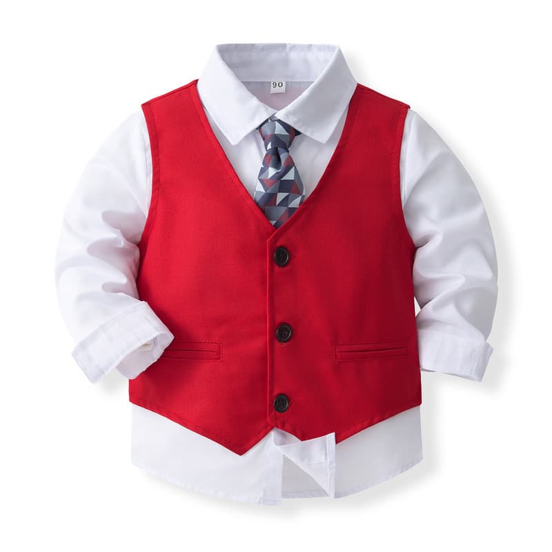 Children's wedding party dress small suit 2024 spring and autumn new style boy long-sleeved one-year-old performance clothing trendy children's suit 4