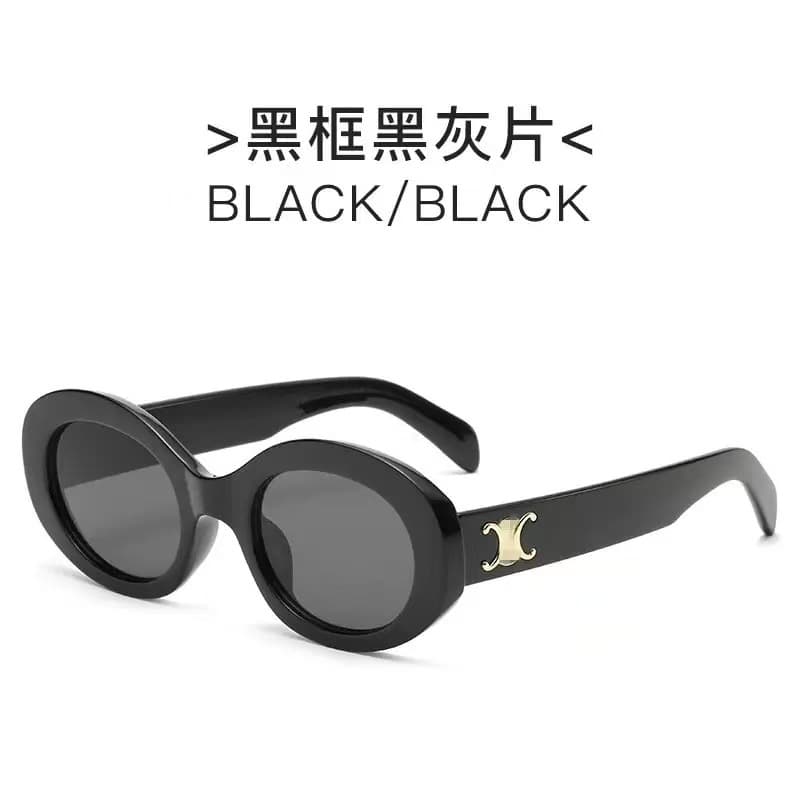 Korean version of retro oval black frame sunglasses 2025 new trendy women ins concave shape white sunglasses internet celebrity model 8