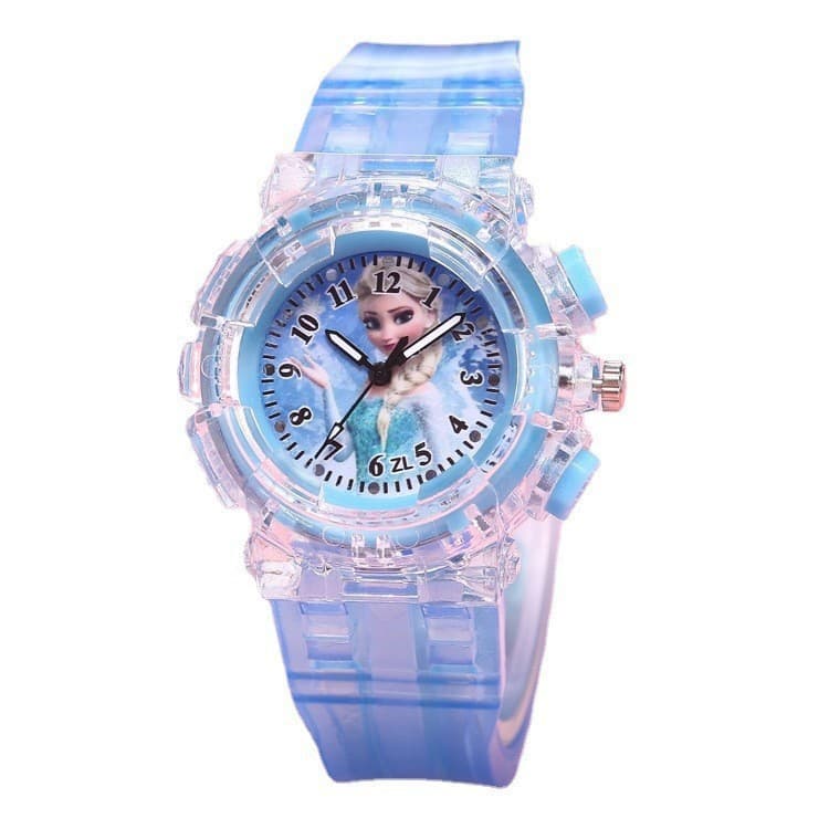 Frozen princess watch children's watch wholesale fashion creative colorful led flash transparent luminous watch 4