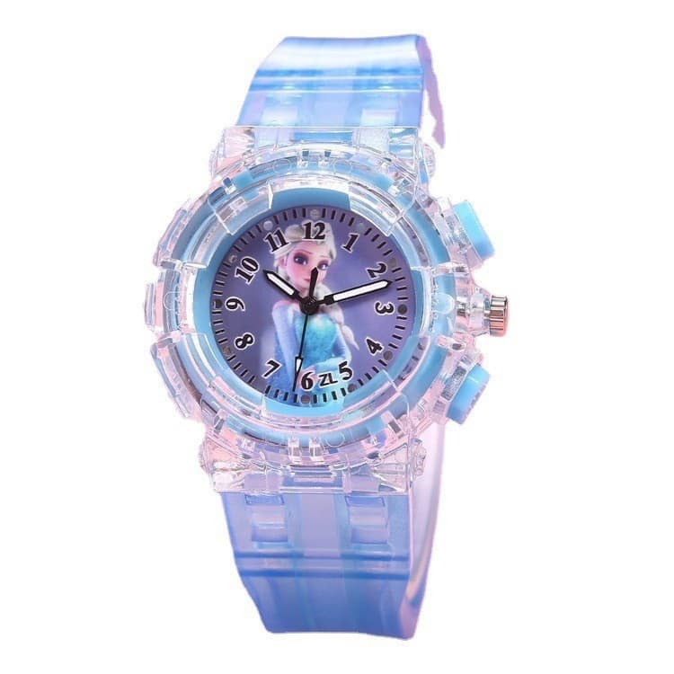 Frozen princess watch children's watch wholesale fashion creative colorful led flash transparent luminous watch 5
