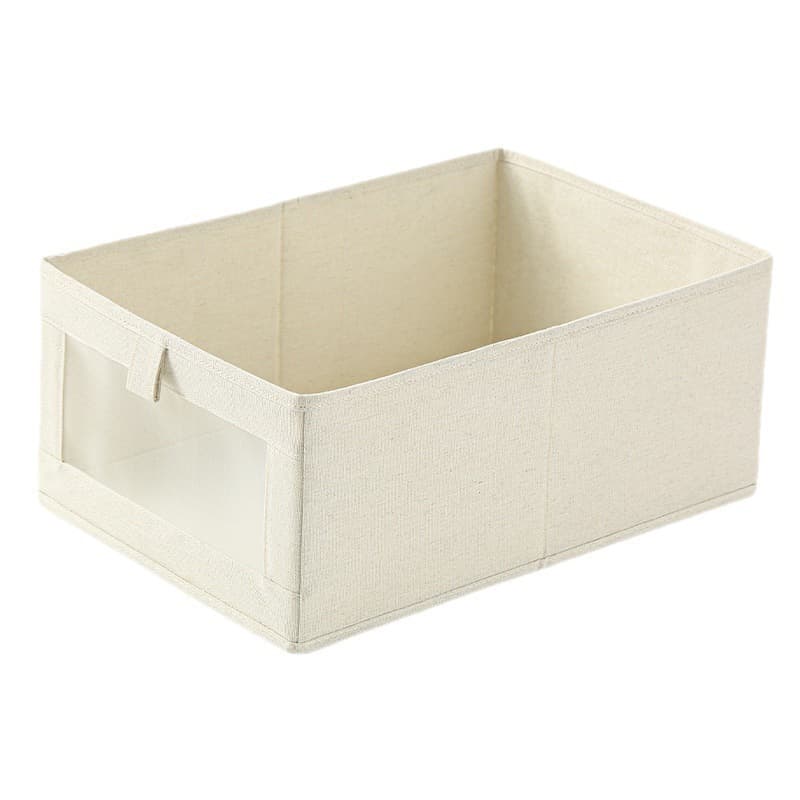 Organizer visible window clothing storage box foldable clothing storage box Japanese style wardrobe cotton and linen fabric 6