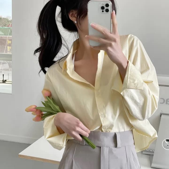 Korean chic thin white shirt women's spring and autumn design niche loose small top shirt 2
