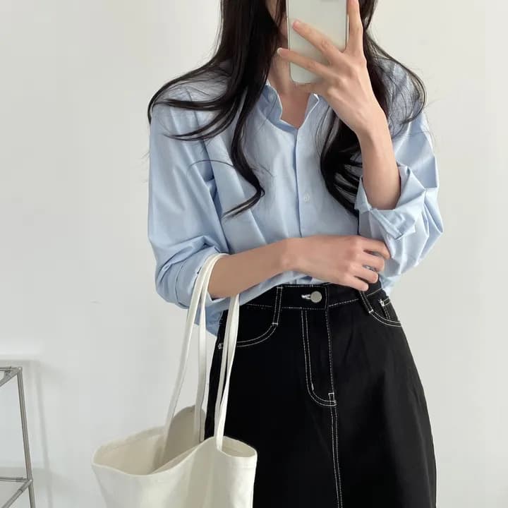 Korean chic thin white shirt women's spring and autumn design niche loose small top shirt 5