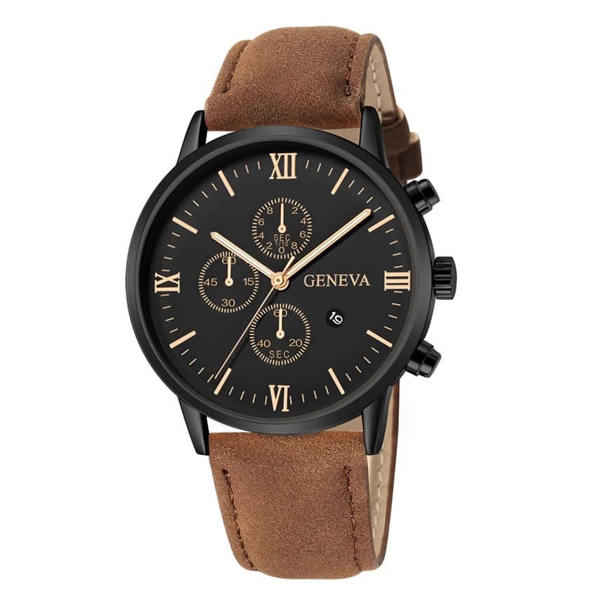 Foreign trade hot-selling new business watch men's casual Geneva quartz watch men's calendar belt watch wholesale 4