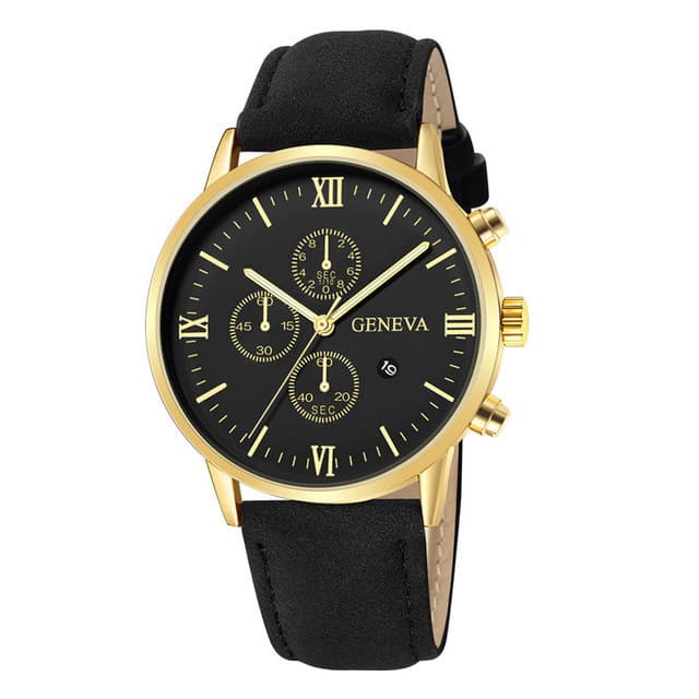 Foreign trade hot-selling new business watch men's casual Geneva quartz watch men's calendar belt watch wholesale 9