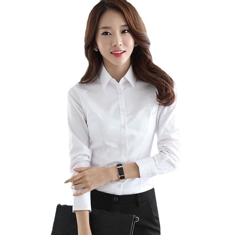 White shirt women's long sleeve new professional formal wear thickened white shirt OL temperament women's work clothes top 6