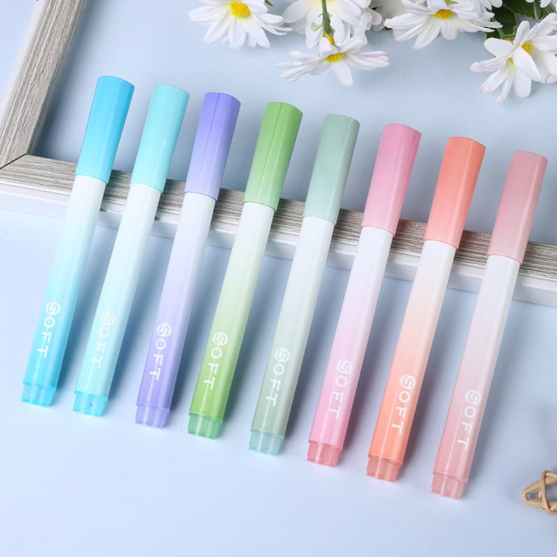 Gradient color highlighter color high value color key mark student marker pen eye protection large capacity highlighter pen 4