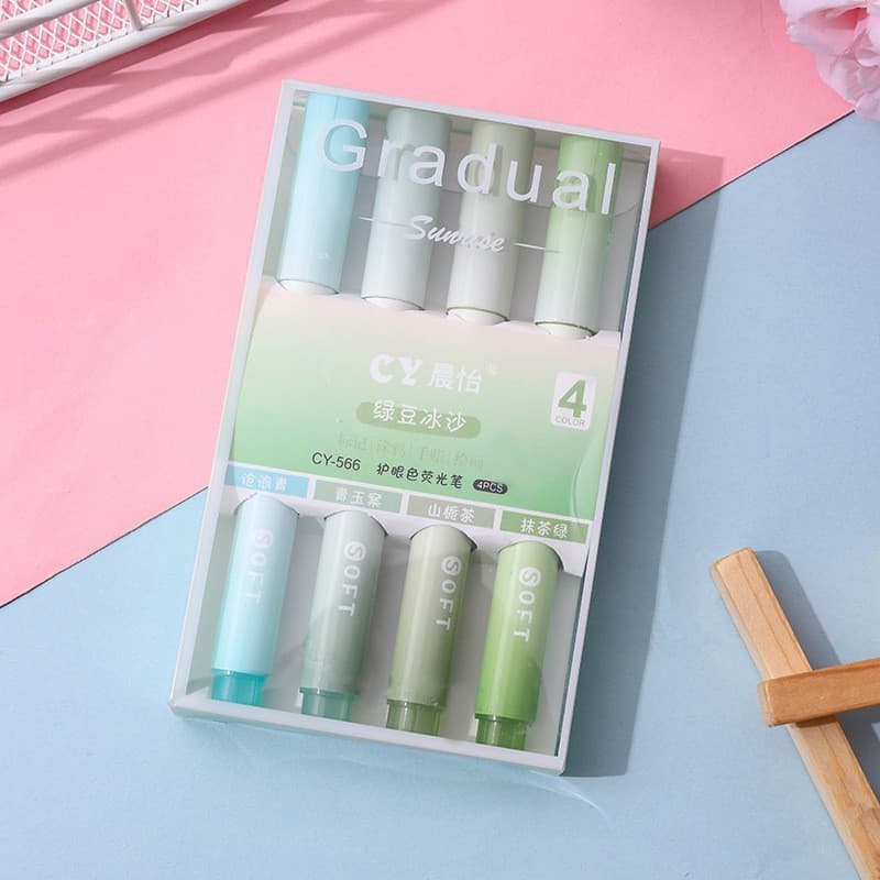 Gradient color highlighter color high value color key mark student marker pen eye protection large capacity highlighter pen 9