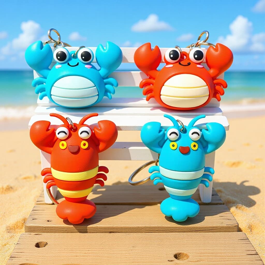5371# Three-dimensional simulated crab and lobster cartoon keychain trendy bag mobile phone pendant doll machine small gift 2