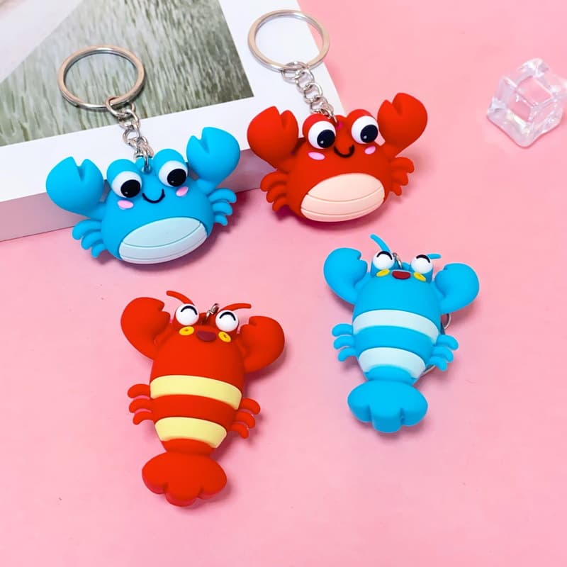 5371# Three-dimensional simulated crab and lobster cartoon keychain trendy bag mobile phone pendant doll machine small gift 3