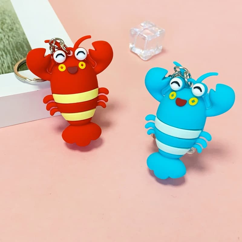 5371# Three-dimensional simulated crab and lobster cartoon keychain trendy bag mobile phone pendant doll machine small gift 5