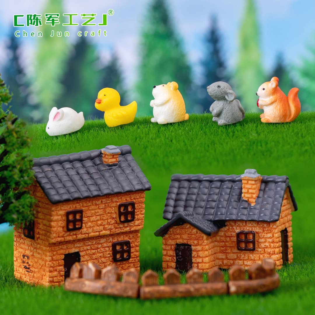 Moss micro landscape creative small animal doll retro house gardening landscaping decoration accessories miniature miniature ornaments 5