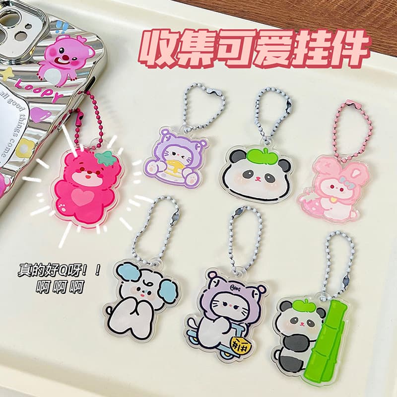 Cartoon keychain student trendy acrylic backpack decoration pendant cute panda car key chain pendant 2
