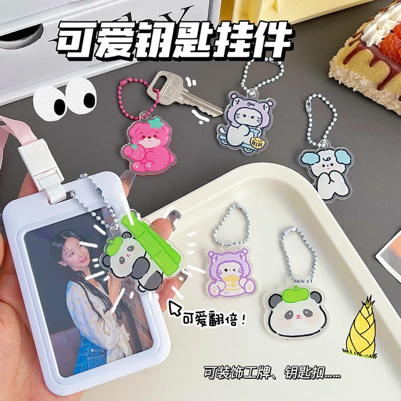 Cartoon keychain student trendy acrylic backpack decoration pendant cute panda car key chain pendant 3
