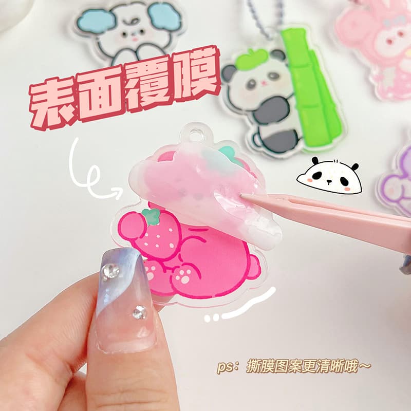 Cartoon keychain student trendy acrylic backpack decoration pendant cute panda car key chain pendant 4