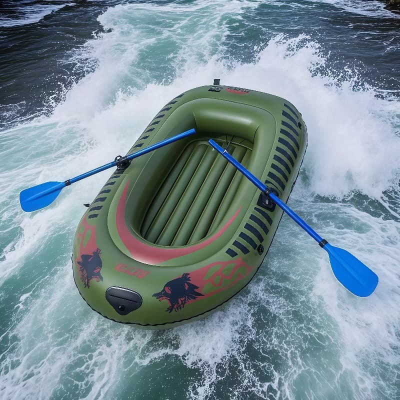 Double single kayak, wear-resistant air cushion fishing boat, survival fishing boat, assault boat, thickened inflatable boat, fishing boat 5