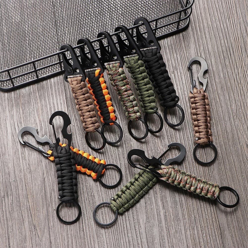 Outdoor climbing parachute rope Beetle parachute rope hand-woven key buckle emergency carabiner hawkbill buckle key chain 2