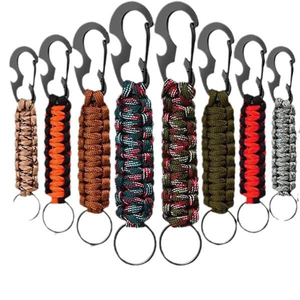 Outdoor climbing parachute rope Beetle parachute rope hand-woven key buckle emergency carabiner hawkbill buckle key chain 6