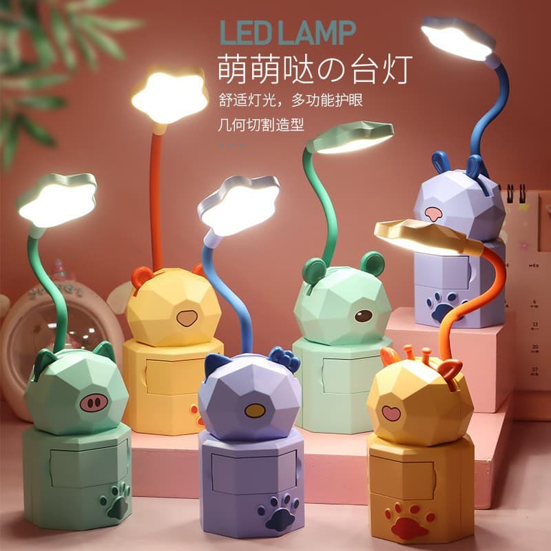 Foreign trade cross-border cartoon cute pet rechargeable desk lamp USB folding eye protection study desk lamp bedroom bedside lamp night light 3