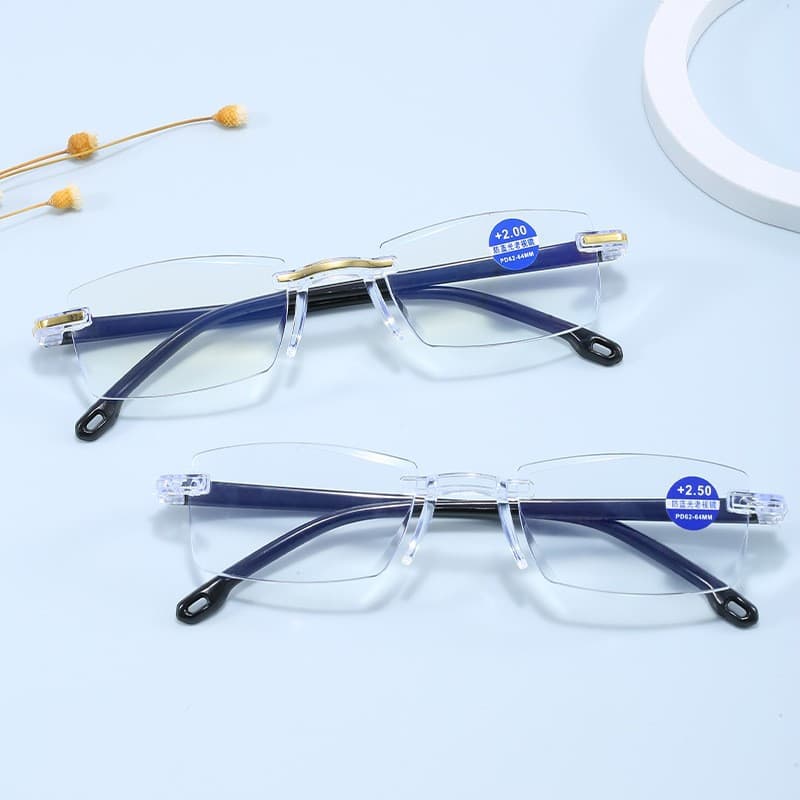 Wholesale smart zoom anti-blue light frameless edge-cut reading glasses running street stalls reading glasses simple reading glasses 2