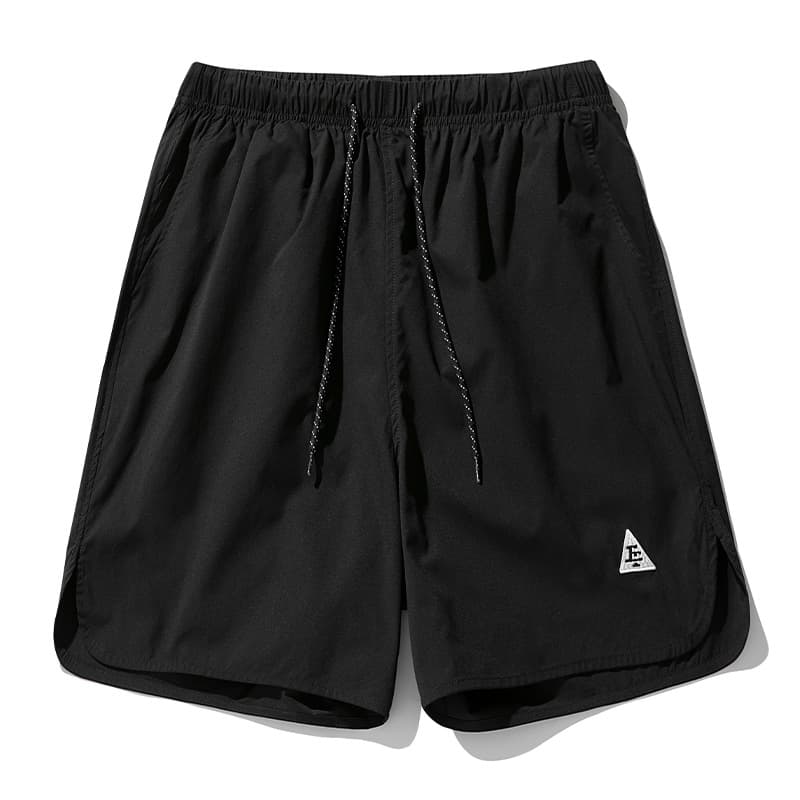 Hanlu Men's Loose Casual Shorts Hem Arc Slit Design Functional American Embroidery Sports Quarter Pants 7