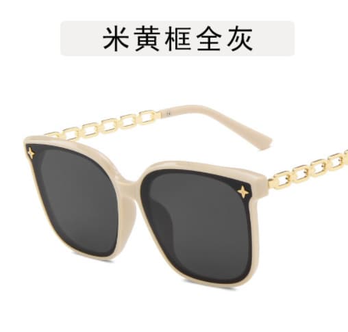 High-end sunglasses for women, slimming face, 2023 new style, chain leg star sunglasses, big face, slimming, black 8