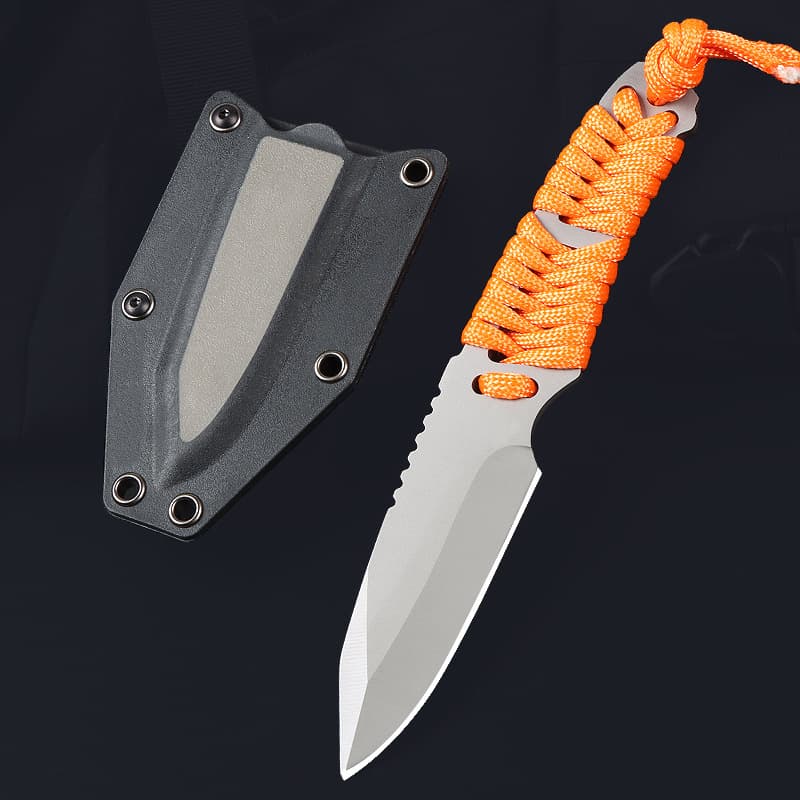 Outdoor straight knife integrated K sheath camping survival broken window tool knife high hardness stainless steel small multi-function 9