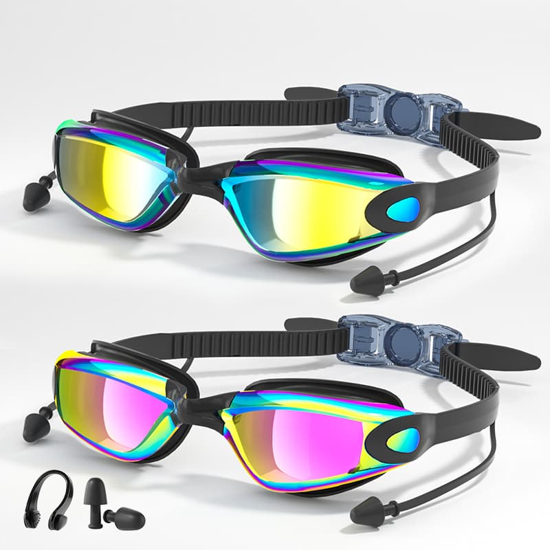 Cross-border swimming goggles for adults and men, electroplated high-definition waterproof and anti-fog swimming goggles, myopia suit, swimming cap, nose clip and earplugs