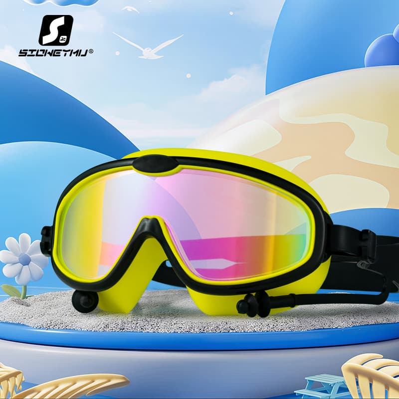 Children's bag swimming goggles for girls and boys swimming equipment glasses waterproof and anti-fog large frame professional diving goggles factory 8