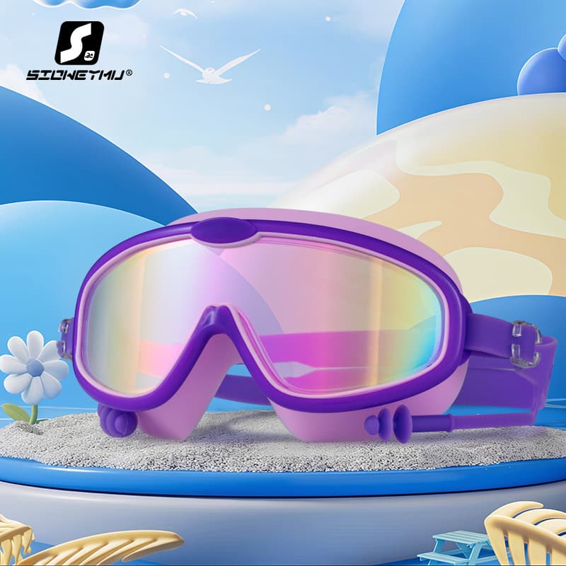 Children's bag swimming goggles for girls and boys swimming equipment glasses waterproof and anti-fog large frame professional diving goggles factory 10