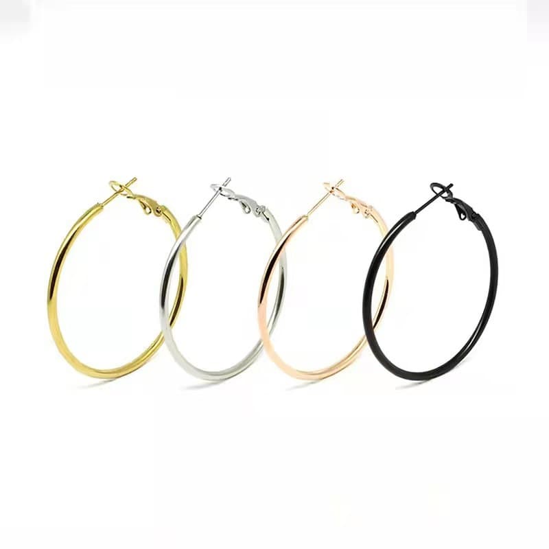 316L stainless steel titanium steel large circle coil earrings versatile spring clip shrimp bow buckle coil earrings ear buckle jewelry 2