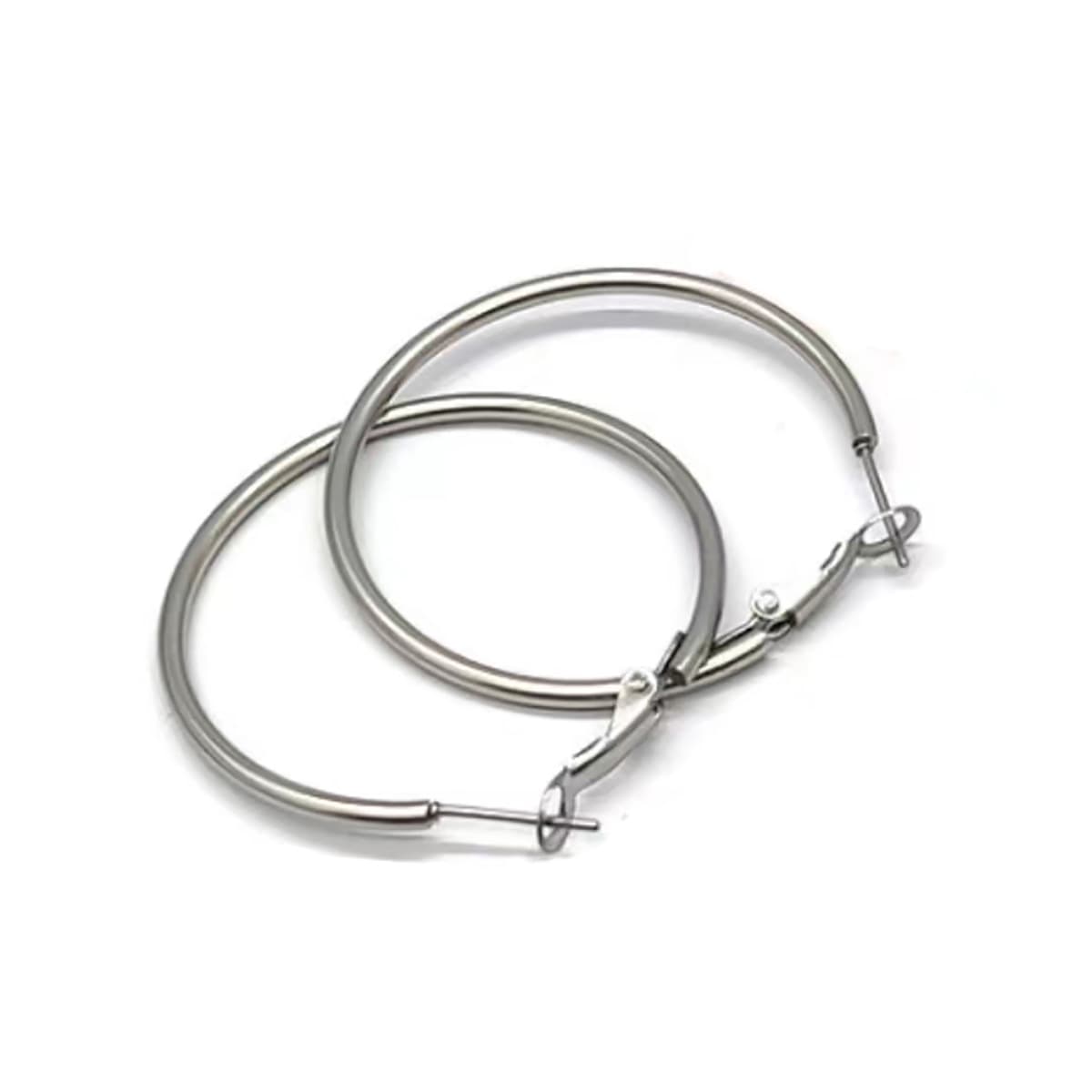 316L stainless steel titanium steel large circle coil earrings versatile spring clip shrimp bow buckle coil earrings ear buckle jewelry 8