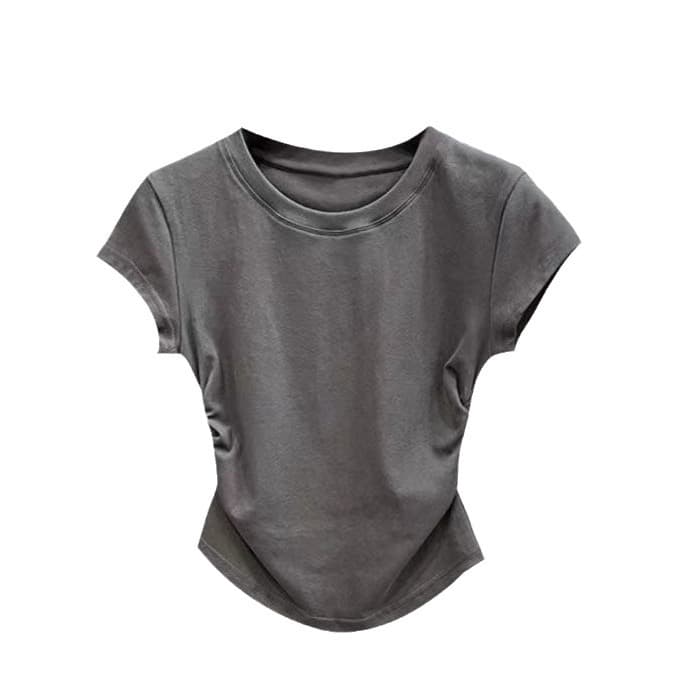 ins hot girl pure desire waist T-shirt short-sleeved women's summer new solid color bottoming pullover slim top women's trendy wholesale 6