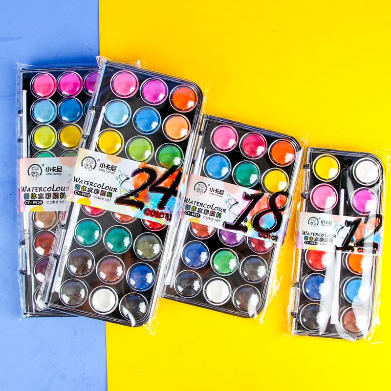 Little Carney solid watercolor paint set for beginners 12 18 24 36 color sketching DIY art painting gouache 2
