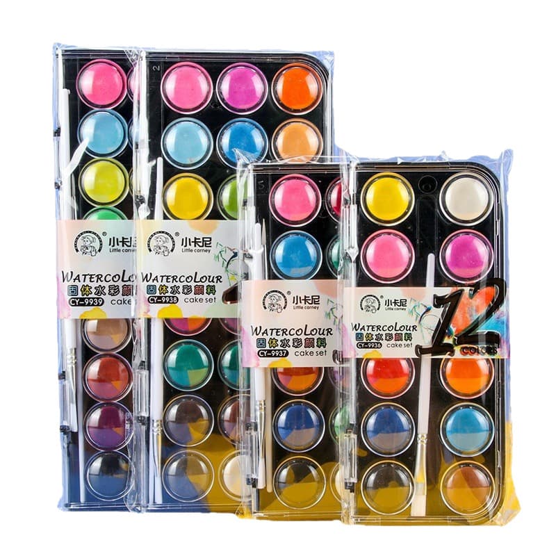 Little Carney solid watercolor paint set for beginners 12 18 24 36 color sketching DIY art painting gouache 6