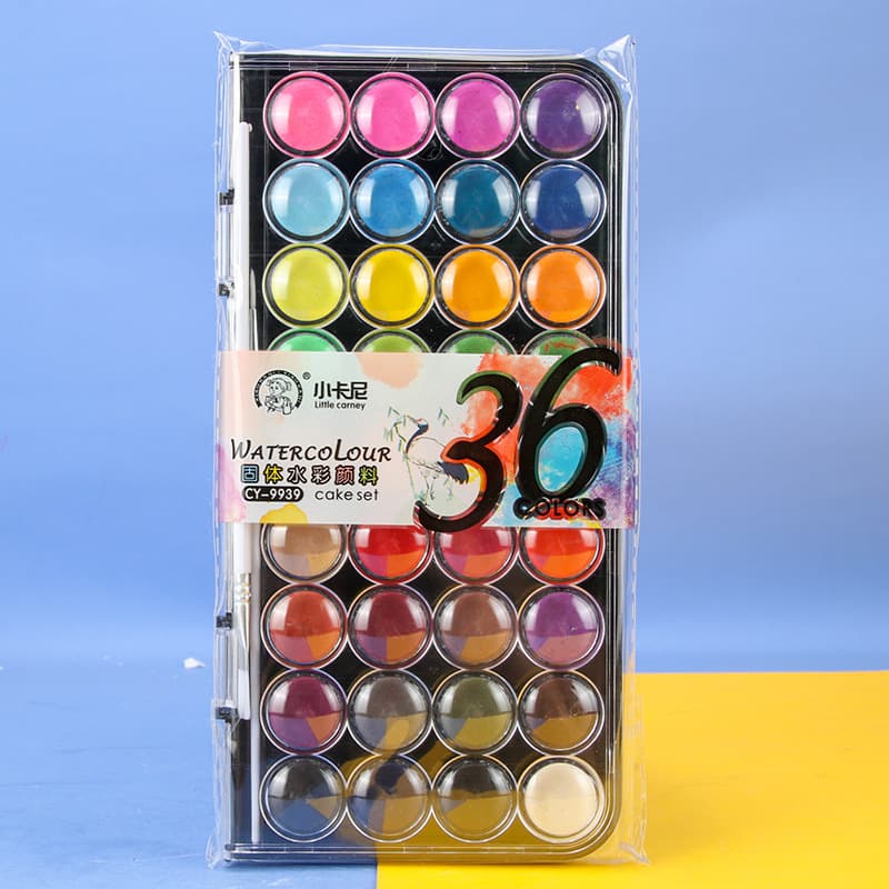Little Carney solid watercolor paint set for beginners 12 18 24 36 color sketching DIY art painting gouache 8