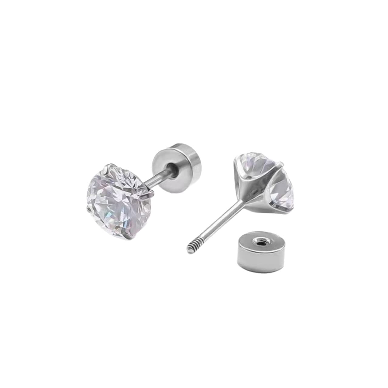 Xiaohongshu's hot model 316L titanium steel earrings for women, flat-bottomed screw type, super flash ear bone nails, no need to take them off while sleeping. 6