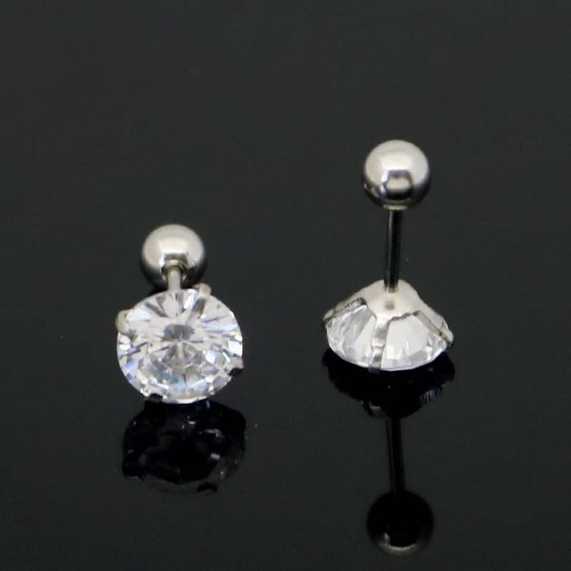 Xiaohongshu's hot model 316L titanium steel earrings for women, flat-bottomed screw type, super flash ear bone nails, no need to take them off while sleeping. 7