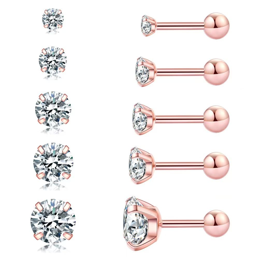 Xiaohongshu's hot model 316L titanium steel earrings for women, flat-bottomed screw type, super flash ear bone nails, no need to take them off while sleeping. 10