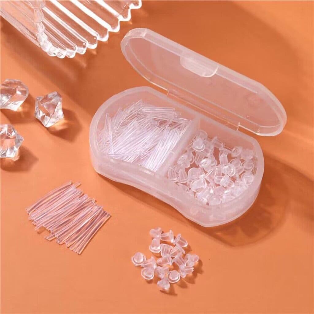 2-grid ear stick with ear plug set, ear piercing, anti-ear plug ear nail, plastic ear stick, simple silicone ear stick, ear needle 5