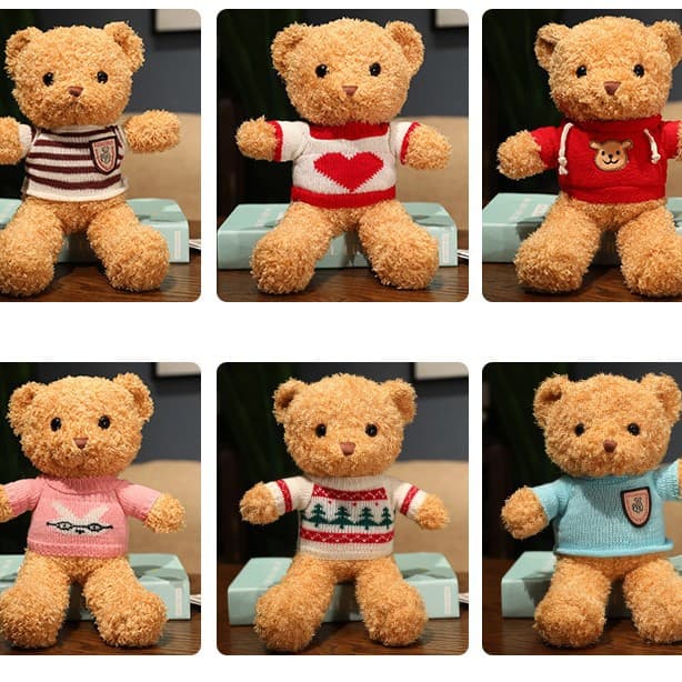Teddy Bear Sweater Bear Doll Plush Toy Floor Push Ring Valentine's Day Gift Printed Logo Wholesale