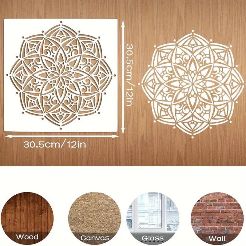 Cross-border Amazon spray painting template 4-piece set mandala template children diy drawing painting template hollow template 3