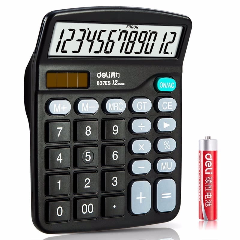 Deli 837 calculator portable dual power supply large screen financial accounting student office 12-bit computer wholesale 6