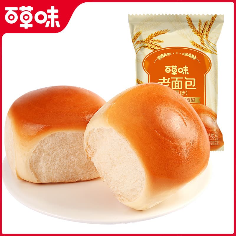 Baicao flavor old bread 155g breakfast pastries, desserts, office snacks, dormitory snacks, meal replacement soft bread 2