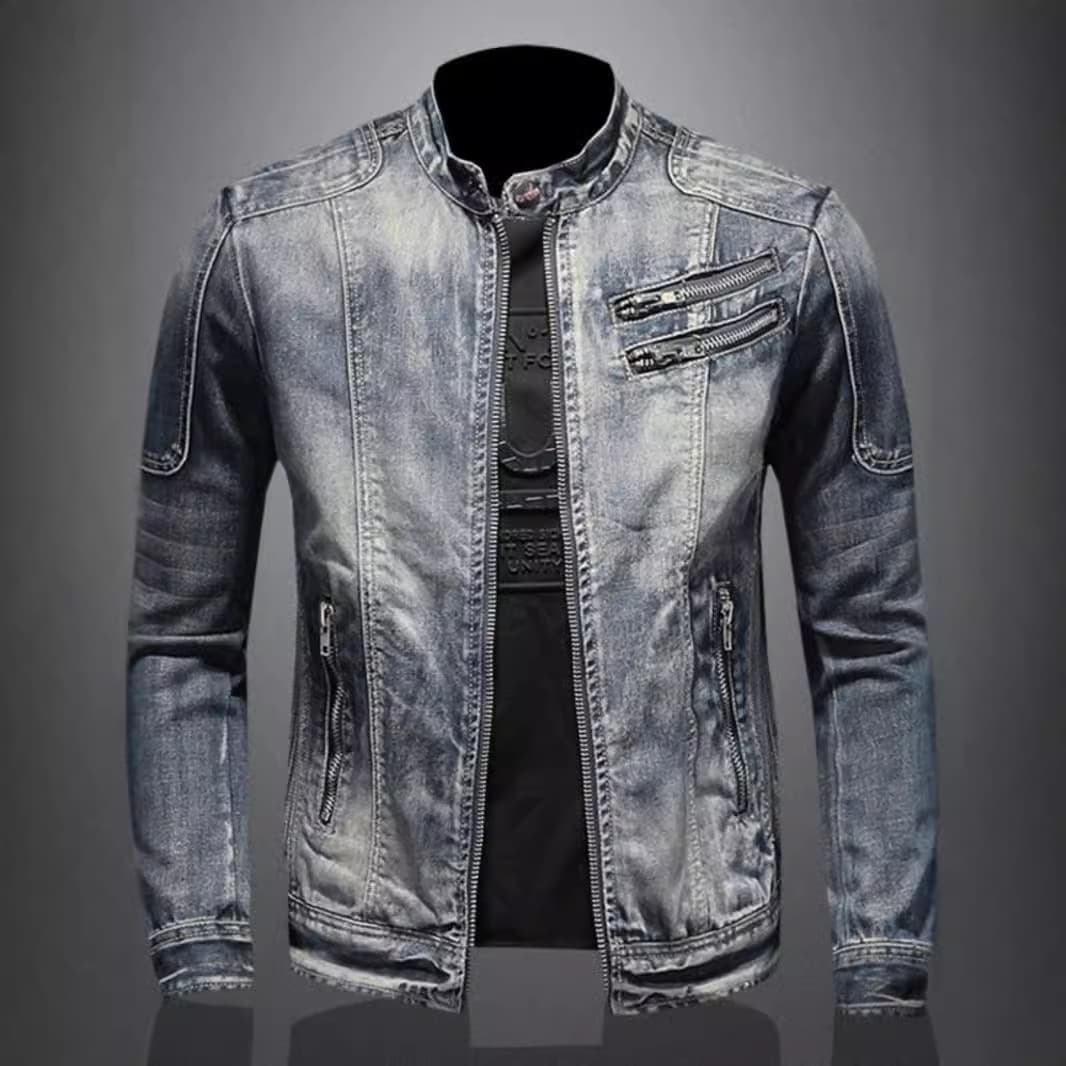 Marvel Venom Denim Jacket Men's Personalized Slim Stand Collar Zipper Work Jacket Cycling Motorcycle Suit Casual and Versatile