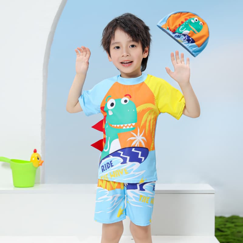 Children's split swimsuit, boy's short-sleeved sun protection swimming suit, baby wetsuit, surf suit, UPF sports style 10