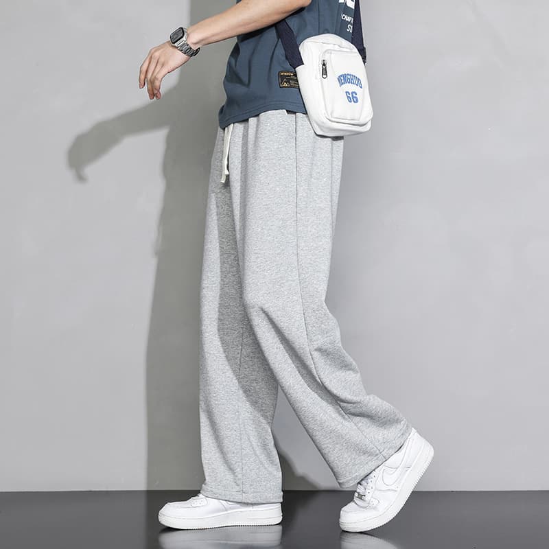 Sports pants men's summer thin 2024 new loose straight gray sweatpants teenagers wide-leg casual trousers 9