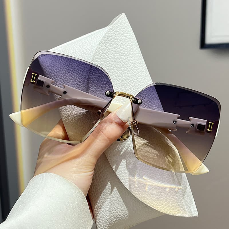 26 new internet celebrity frameless anti-UV trendy sunshade temperament large frame versatile sunglasses sunglasses women's glasses 2