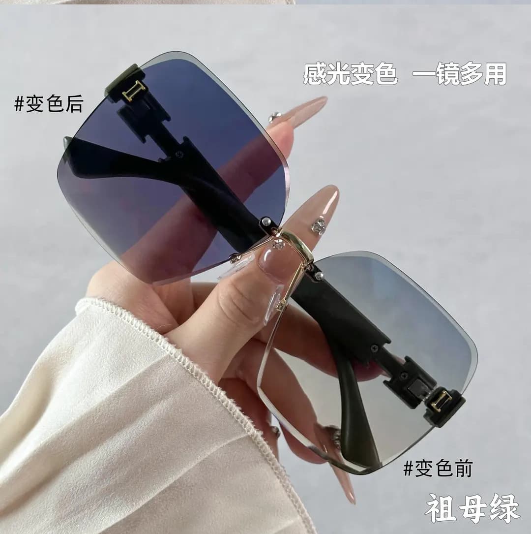 26 new internet celebrity frameless anti-UV trendy sunshade temperament large frame versatile sunglasses sunglasses women's glasses 4